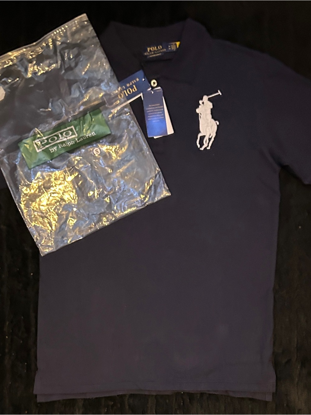 Ralph Lauren Navy Polo with Gold Tags